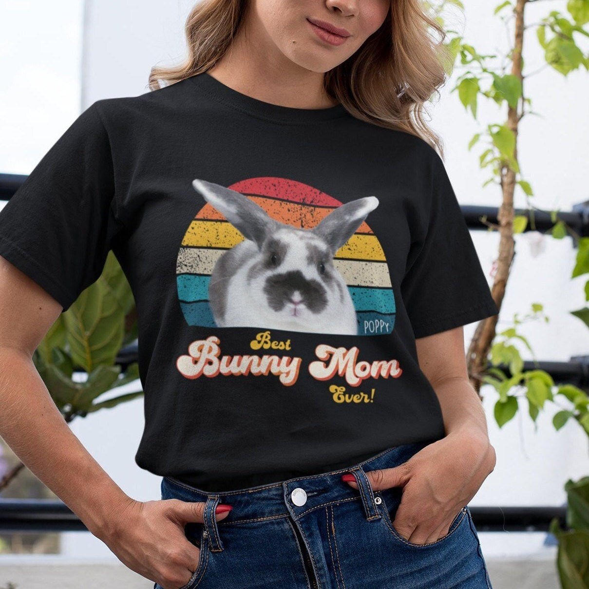 Rabbit Mom Photo Retro Shirt