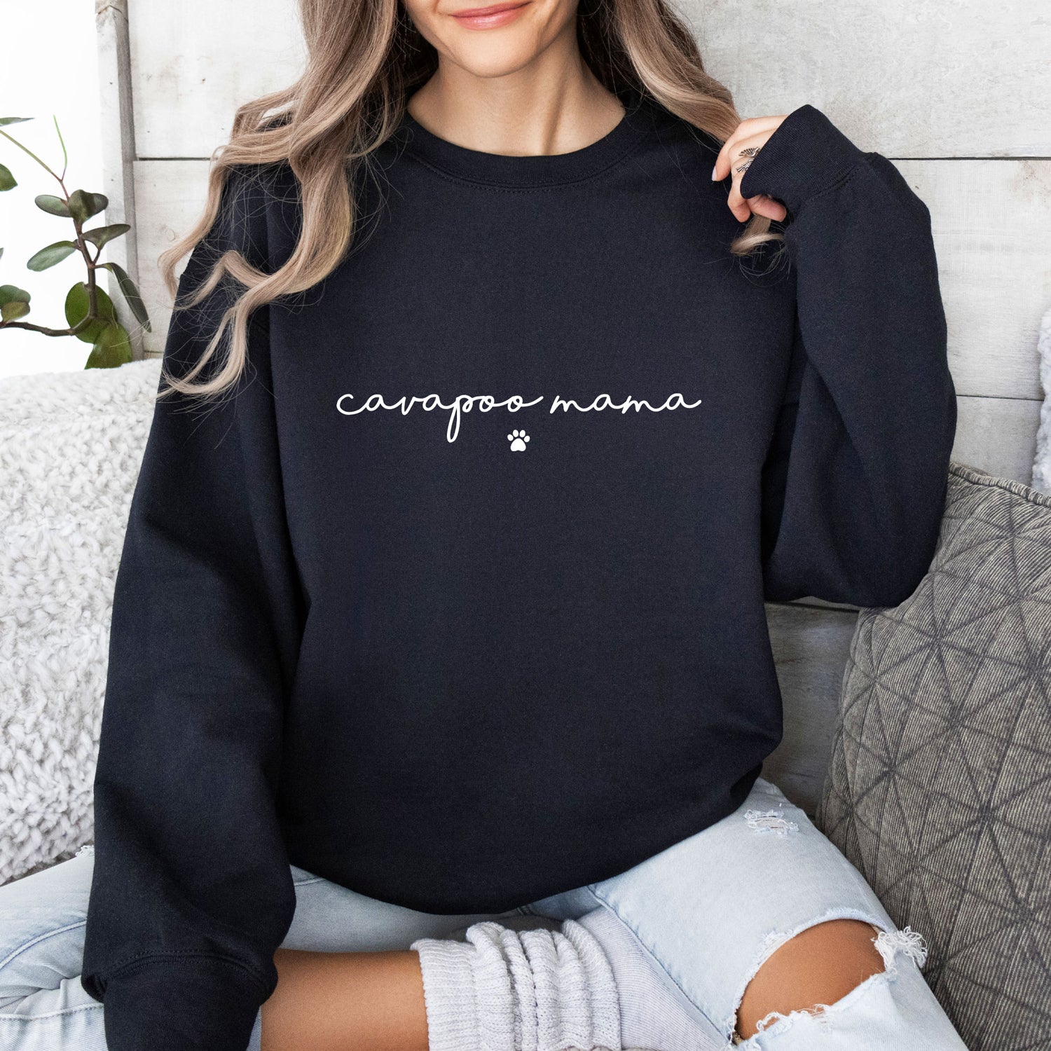 Cavapoo mama black sweatshirt