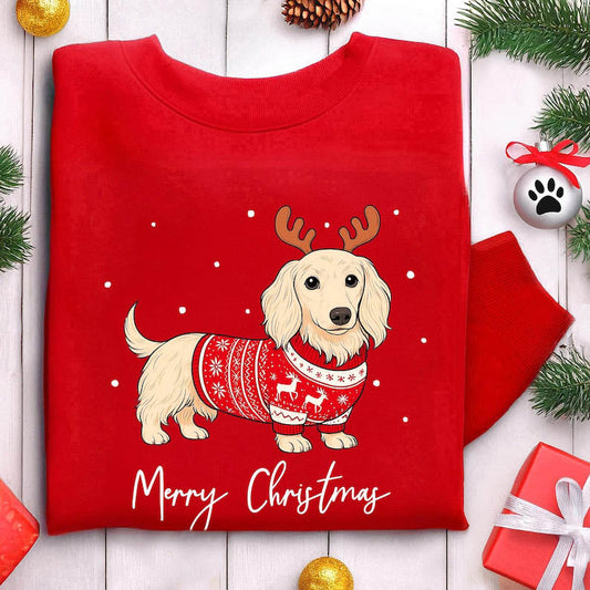 English Cream Dachshund Christmas Sweatshirt