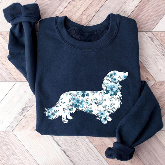 Long Haired Dachshund Floral Sweatshirt