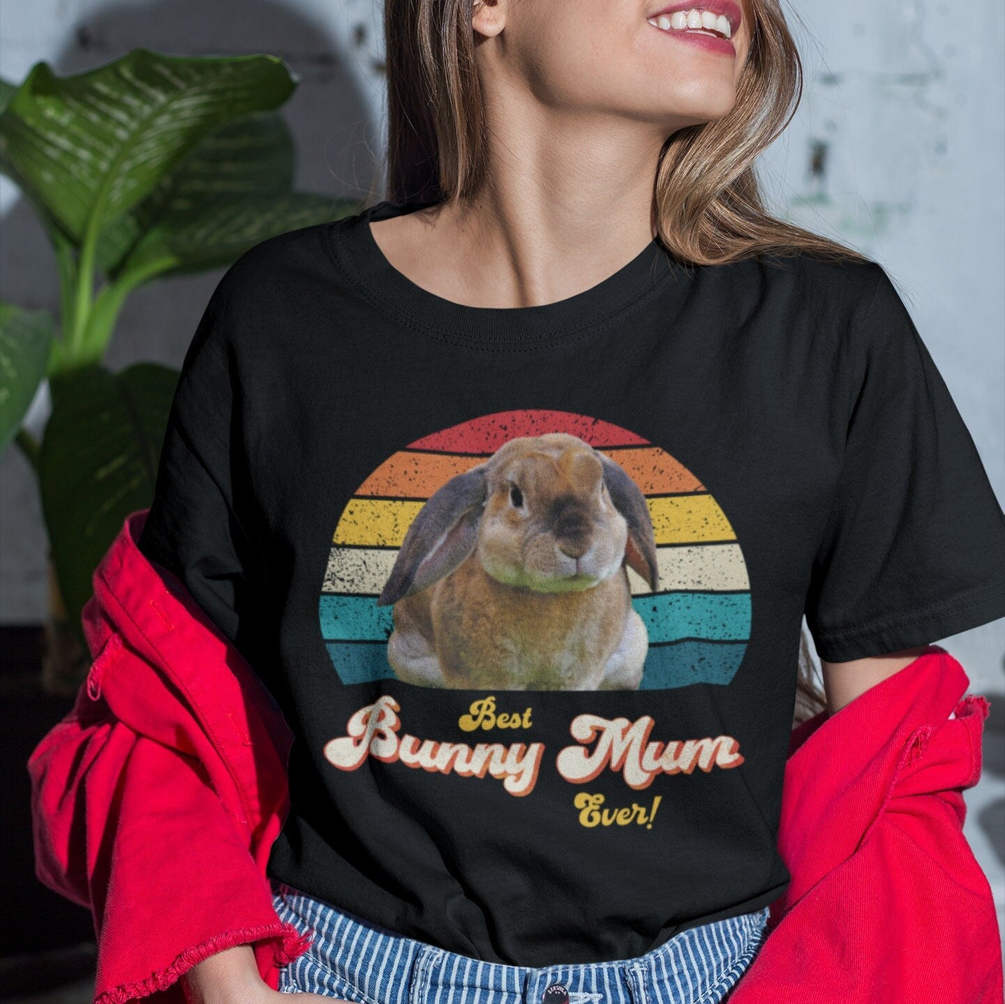 Rabbit Mum Photo Retro Shirt