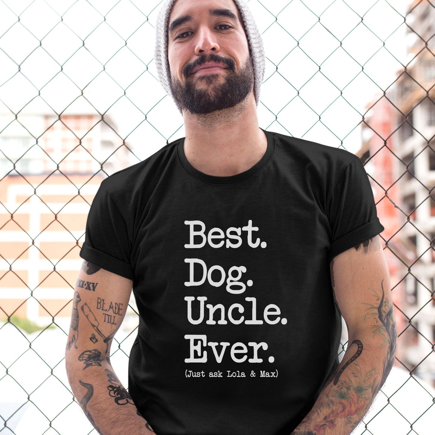 Best Dog Uncle Type Shirt - Hi Doggi. Personalised with dog/s names