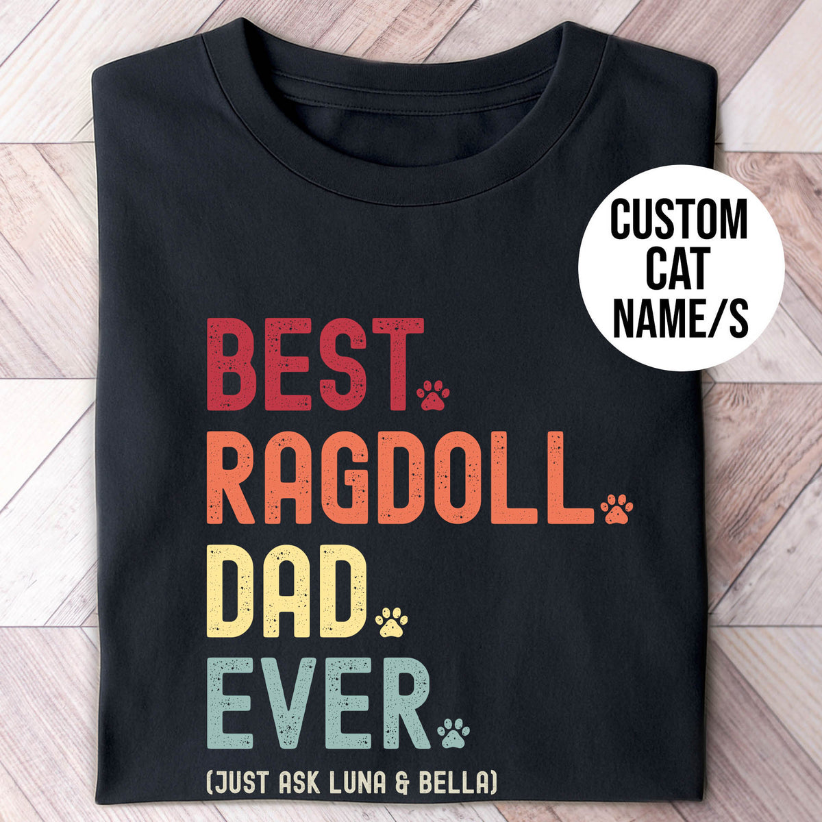 Best ragdoll cat dad shirt with personalised cat names
