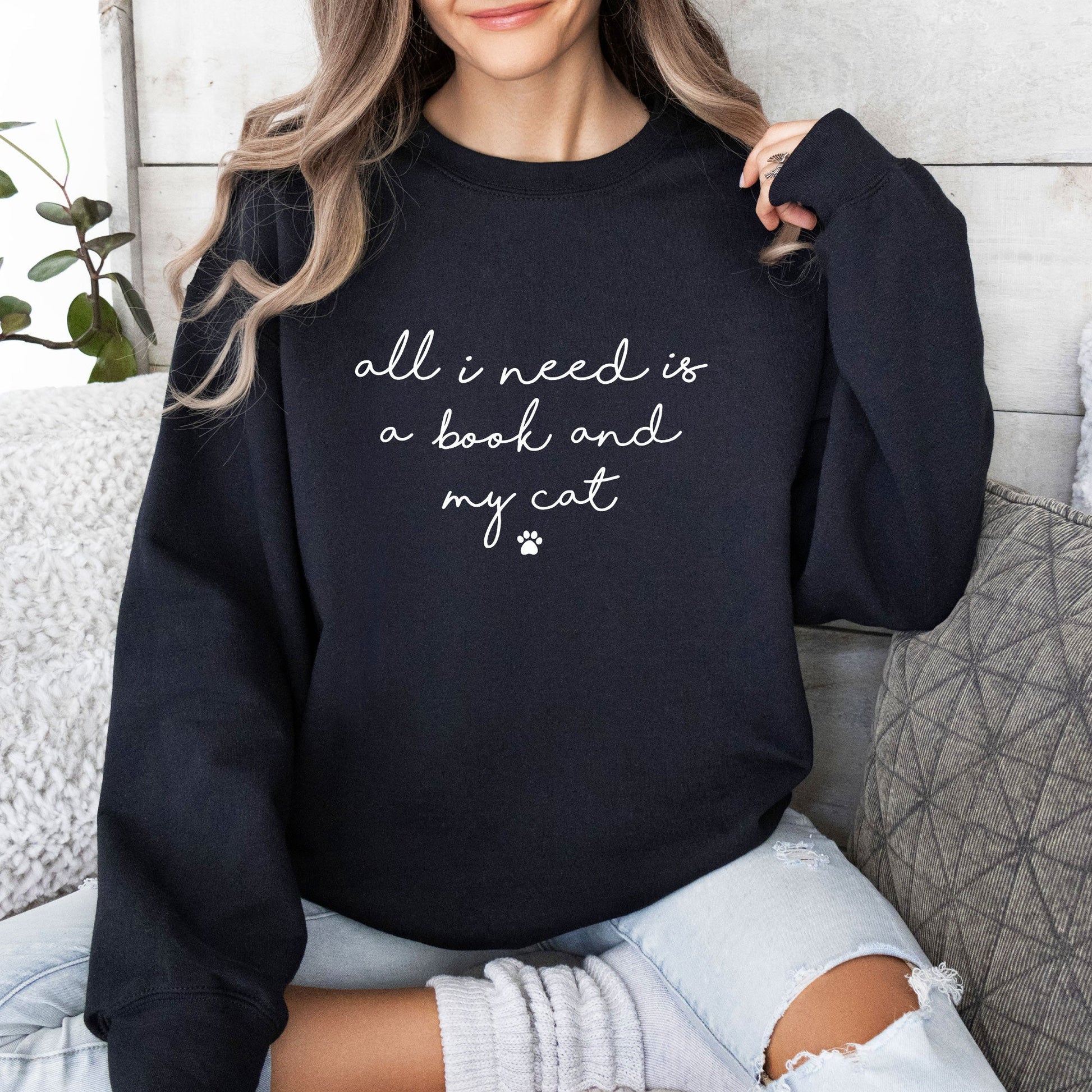 Book and My Cat Sweatshirt - Hi Doggi