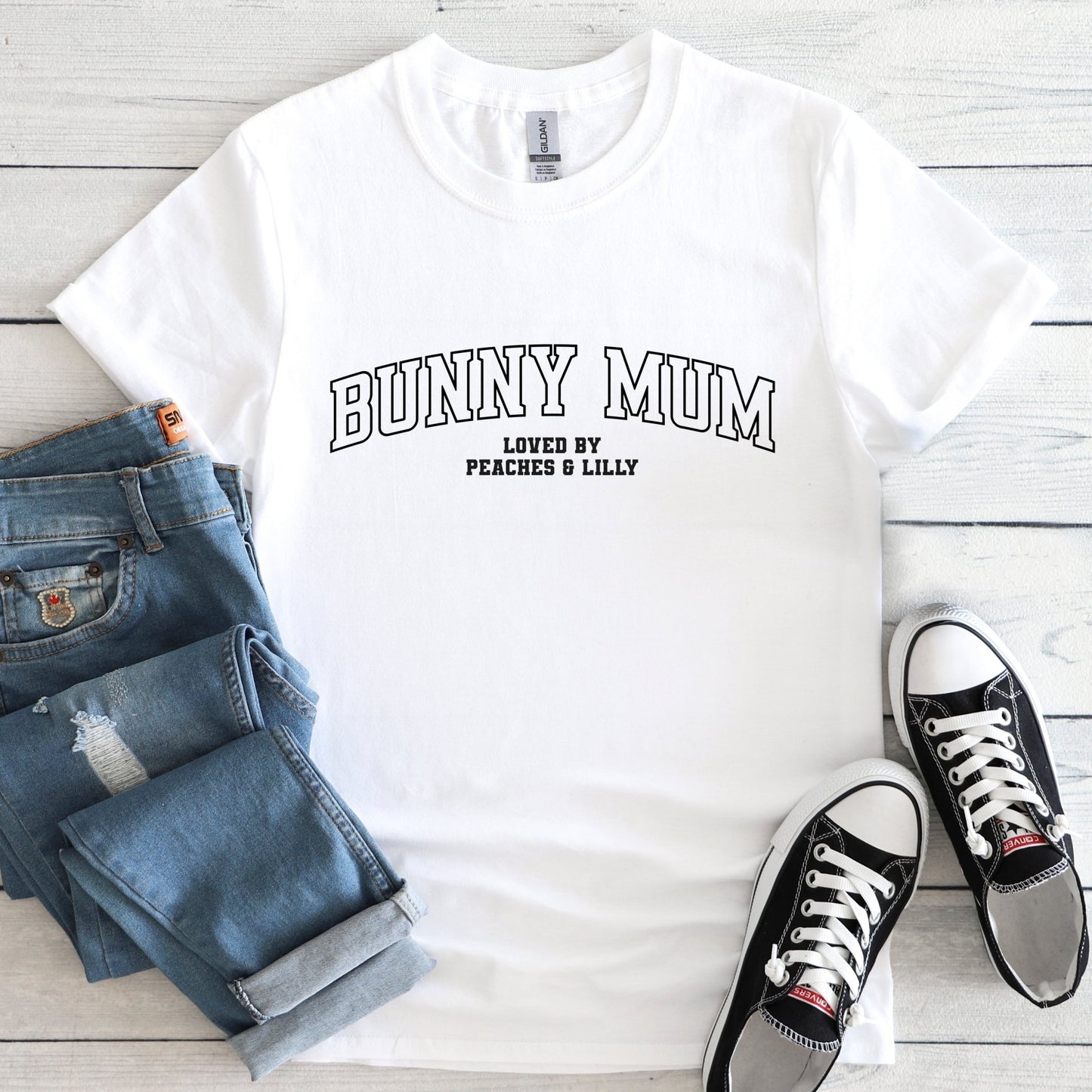 Bunny Mum Custom Varsity Shirt - Hi Doggi