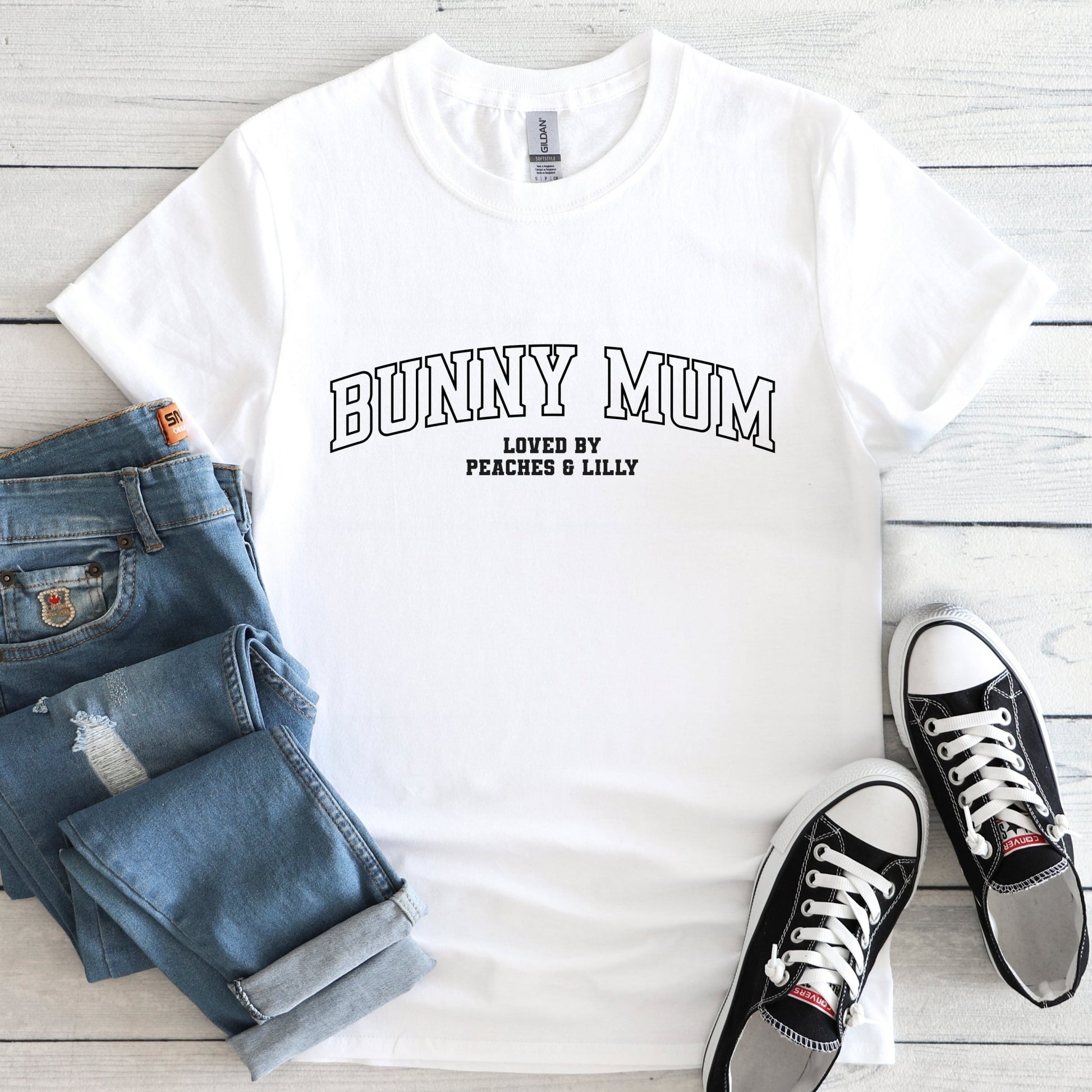 Bunny Mum Custom Varsity Shirt - Hi Doggi