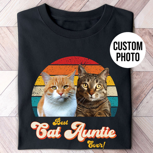 Cat Auntie Photo Retro Shirt - Hi Doggi