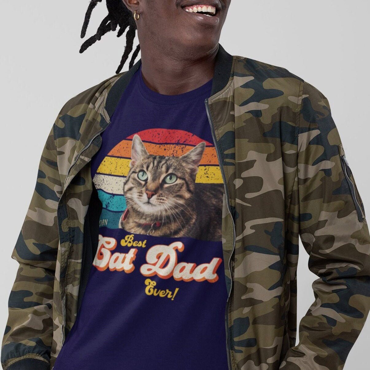 Cat Dad Photo Retro Shirt - Hi Doggi
