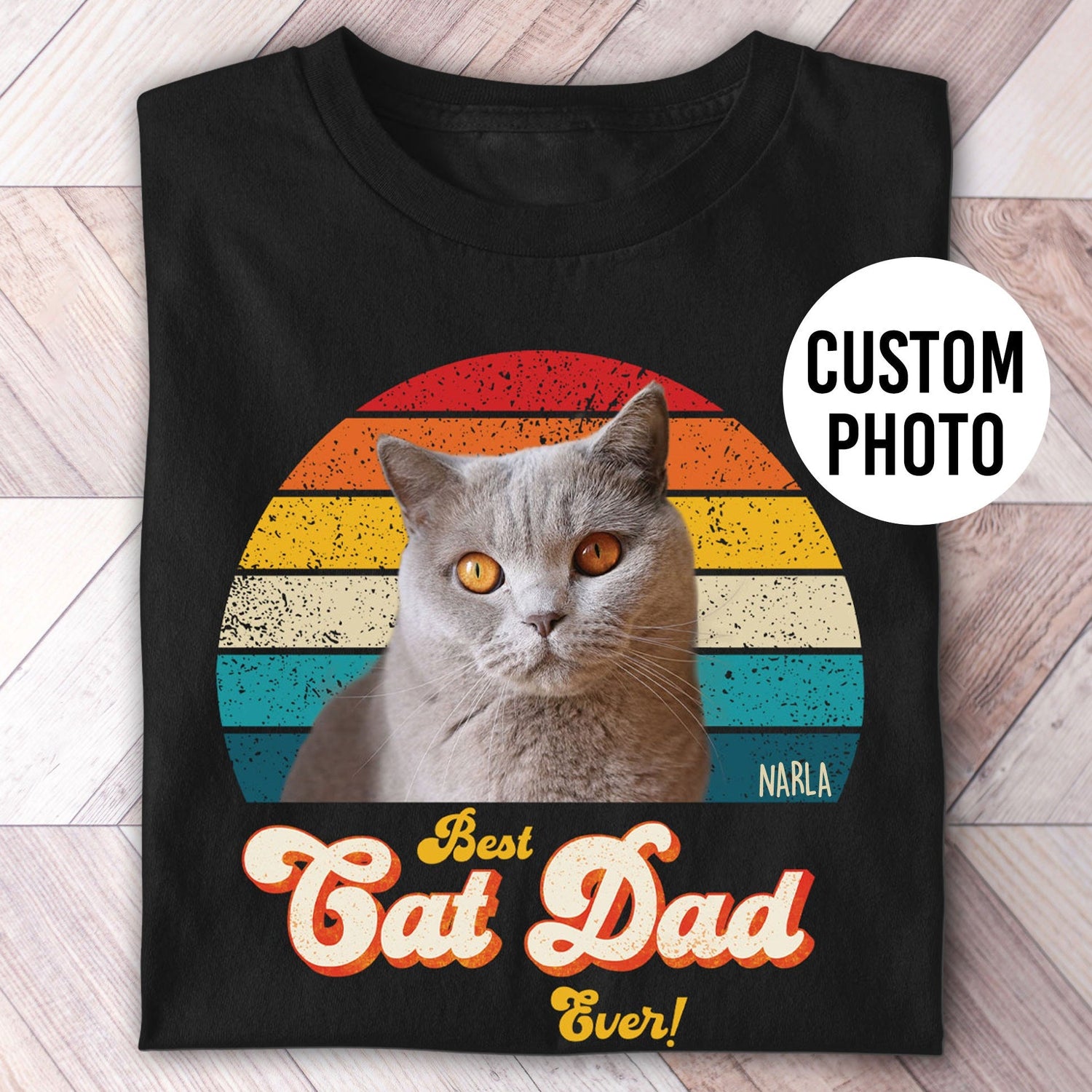 Cat Dad Photo Retro Shirt - Hi Doggi