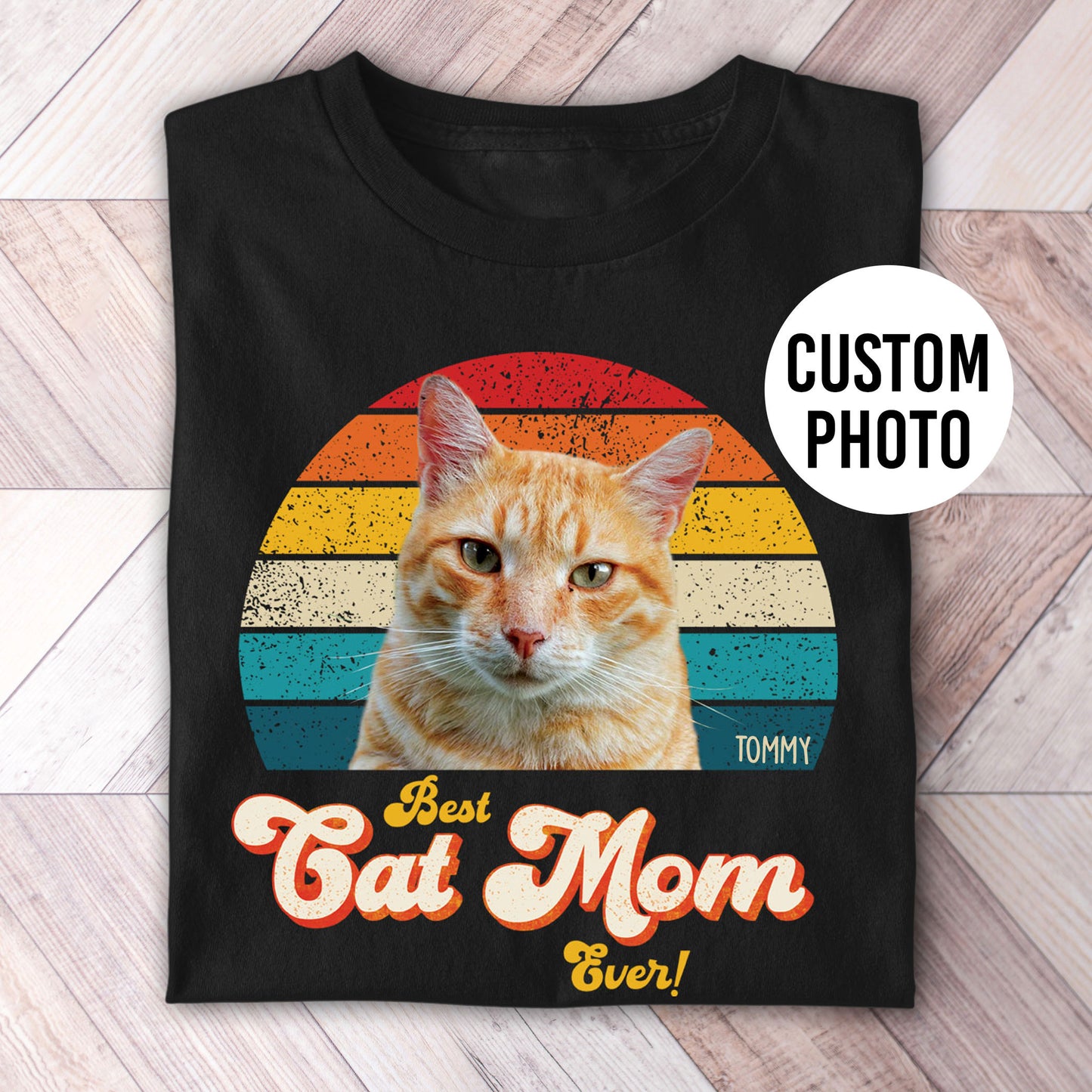 Cat Mom Photo Retro Shirt