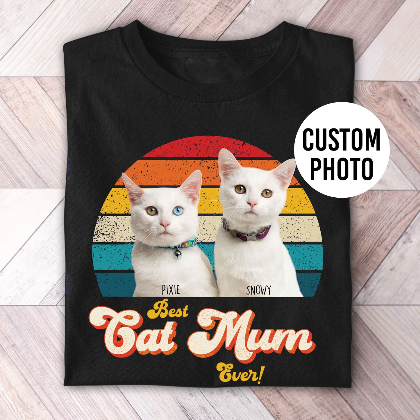 Cat Mum Photo Retro Shirt