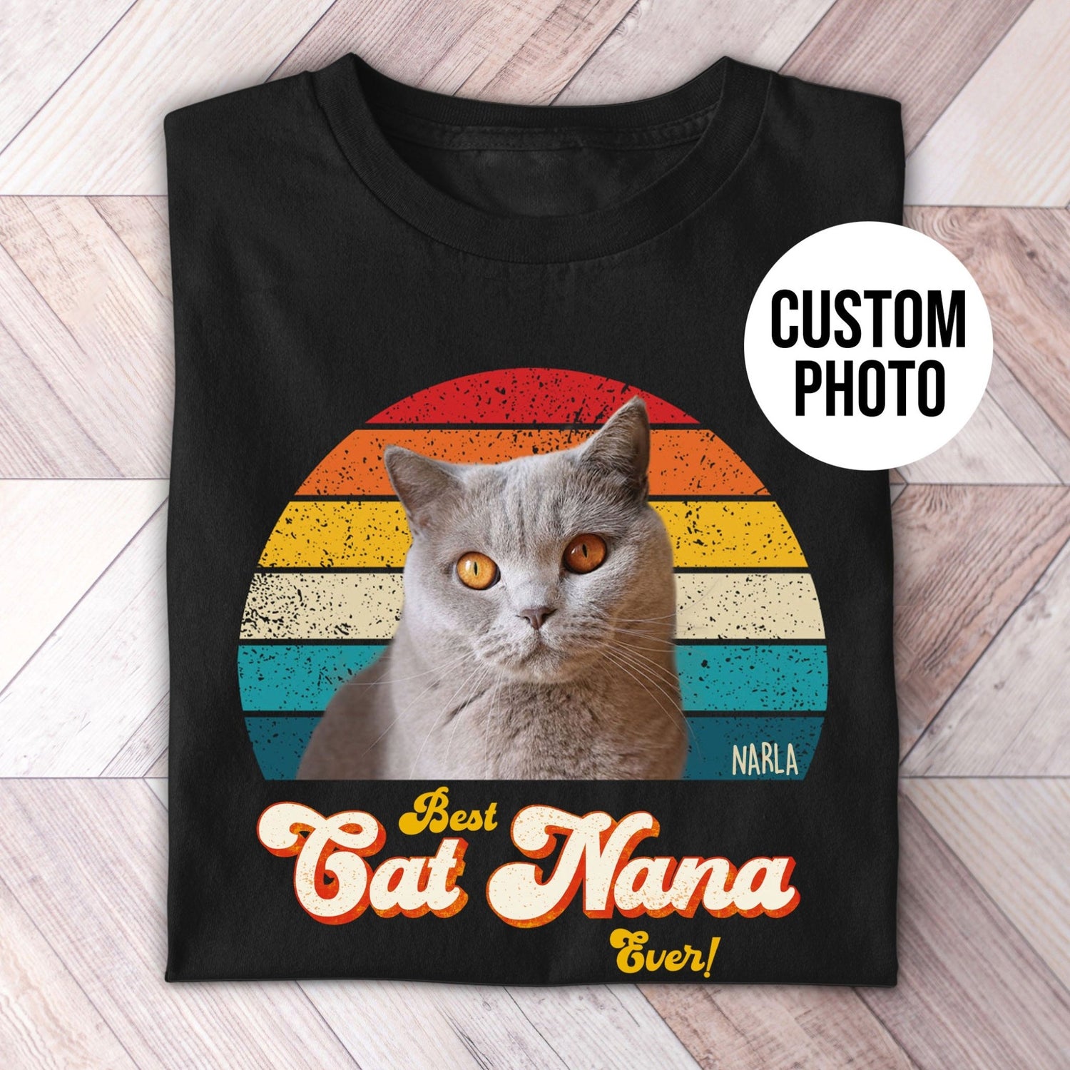 Cat Nana Photo Retro Shirt - Hi Doggi