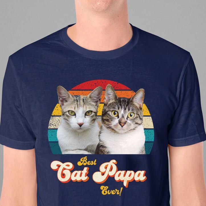 Cat Papa Photo Retro Shirt - Hi Doggi