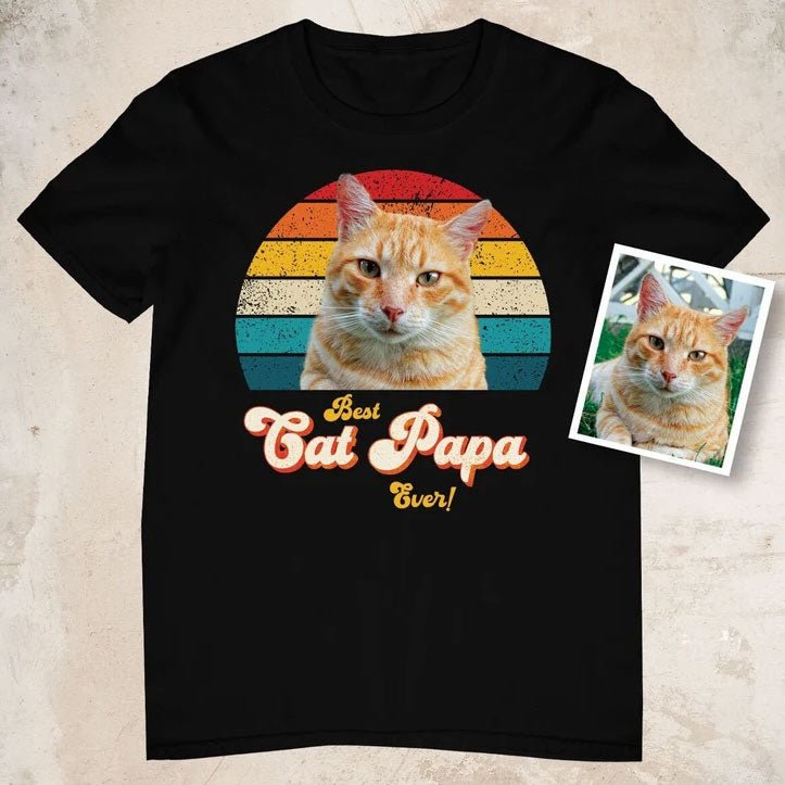 Cat Papa Photo Retro Shirt - Hi Doggi