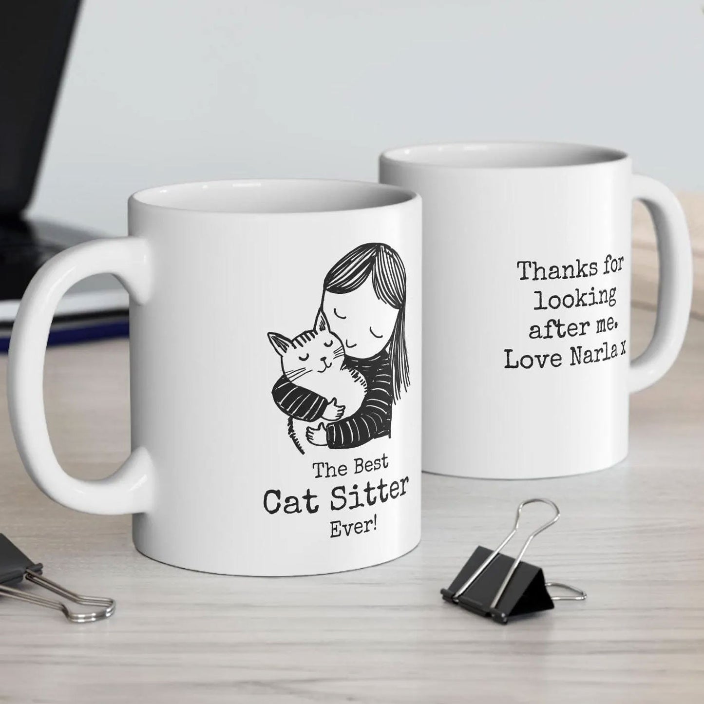 Cat Sitter Illustration Mug - Hi Doggi
