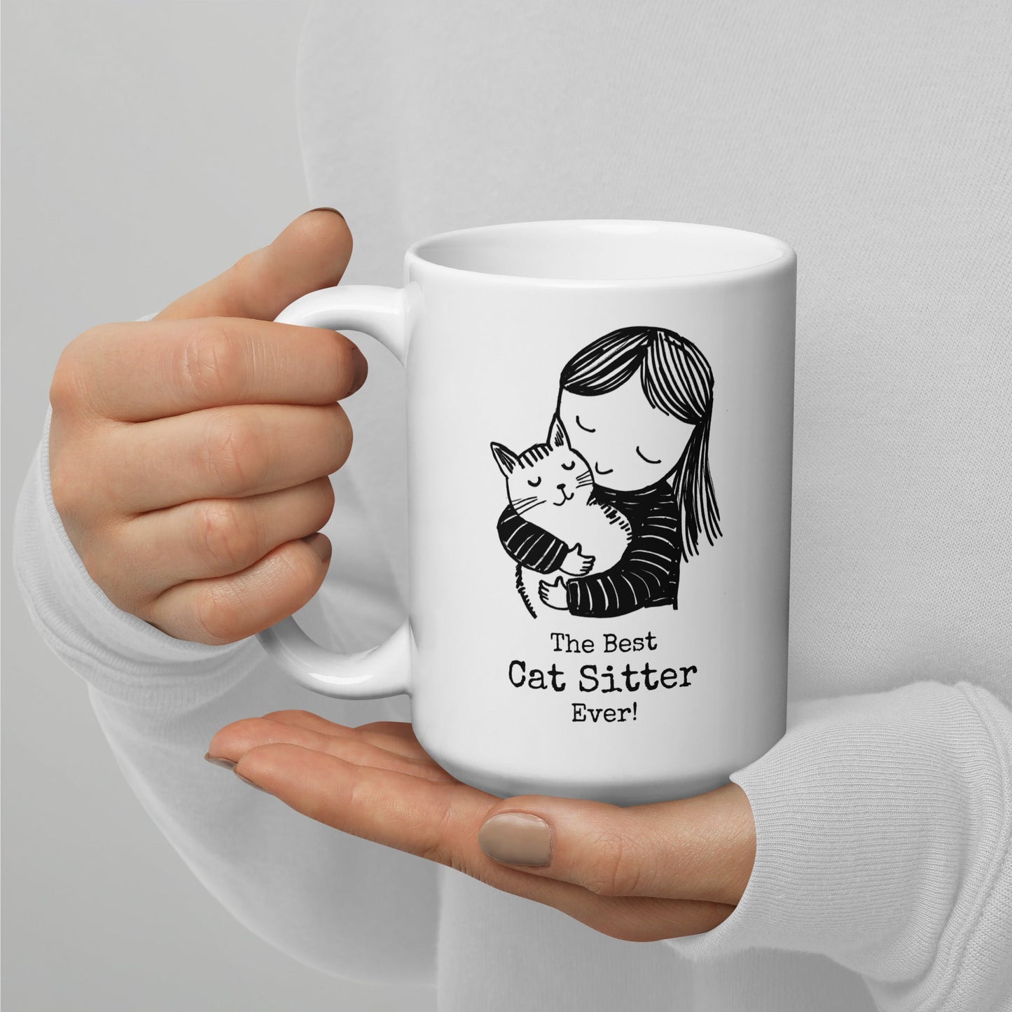Cat Sitter Illustration Mug - Hi Doggi