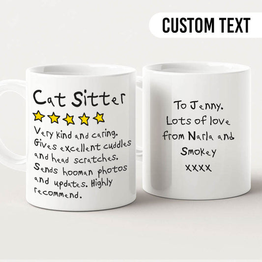 cat sitter funny review coffee mug