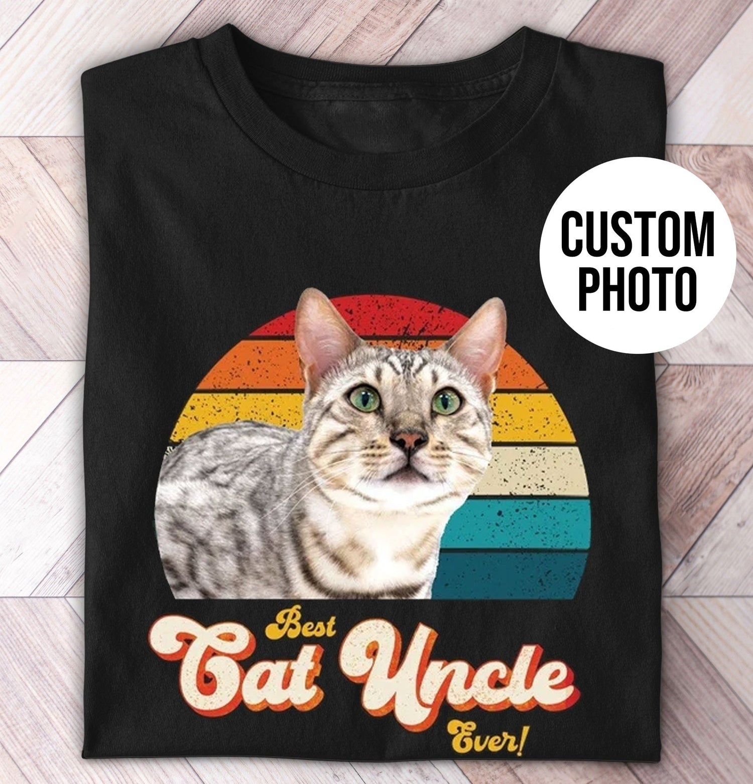 Cat Uncle Photo Retro Shirt - Hi Doggi
