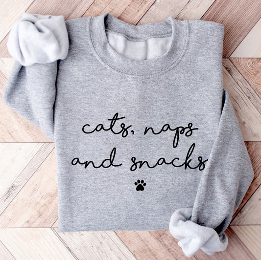 Cats Naps and Snacks Sweatshirt - Hi Doggi