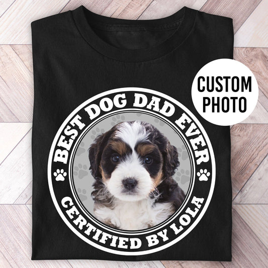 Certified Best Dog Dad Photo Shirt - Hi Doggi
