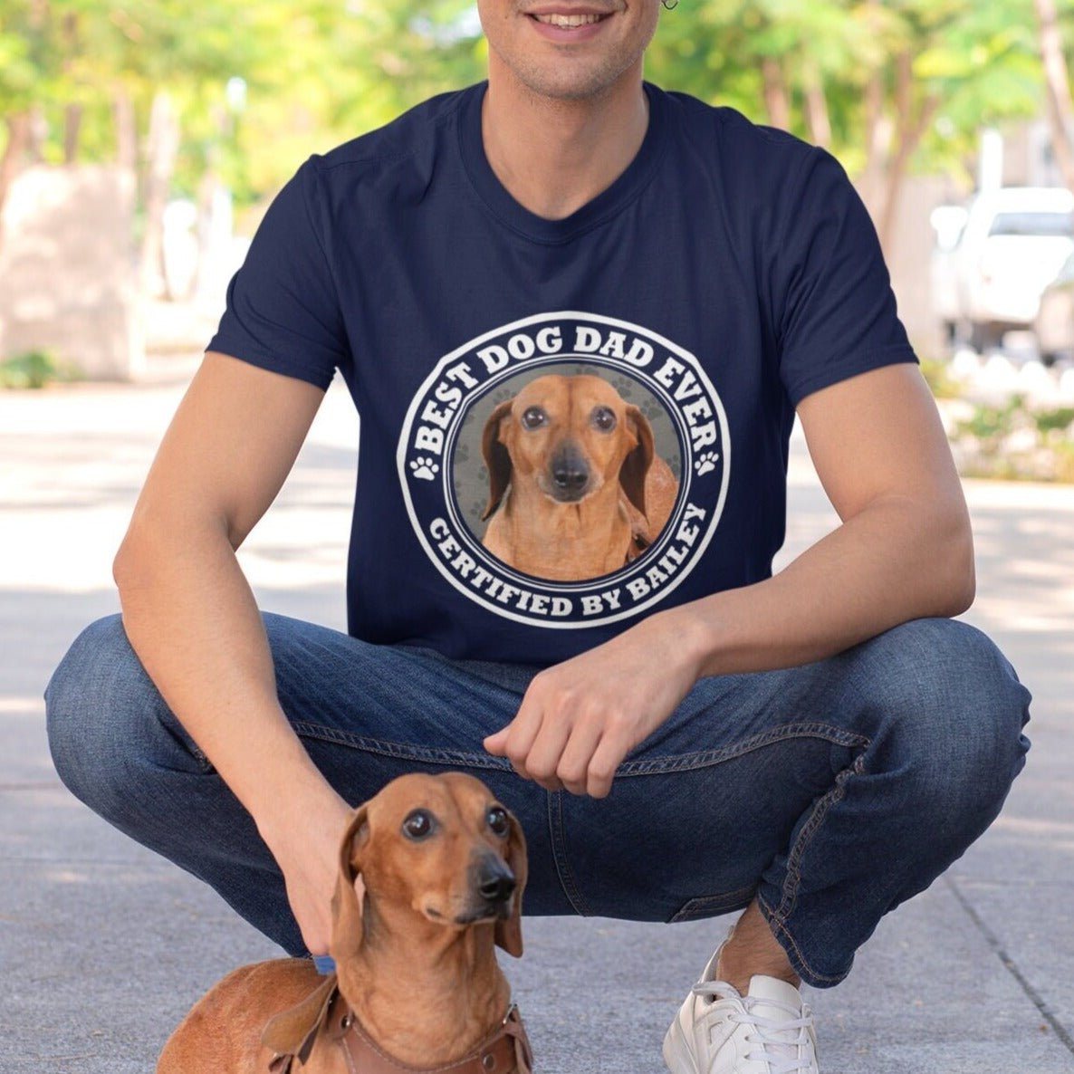 Certified Best Dog Dad Photo Shirt - Hi Doggi