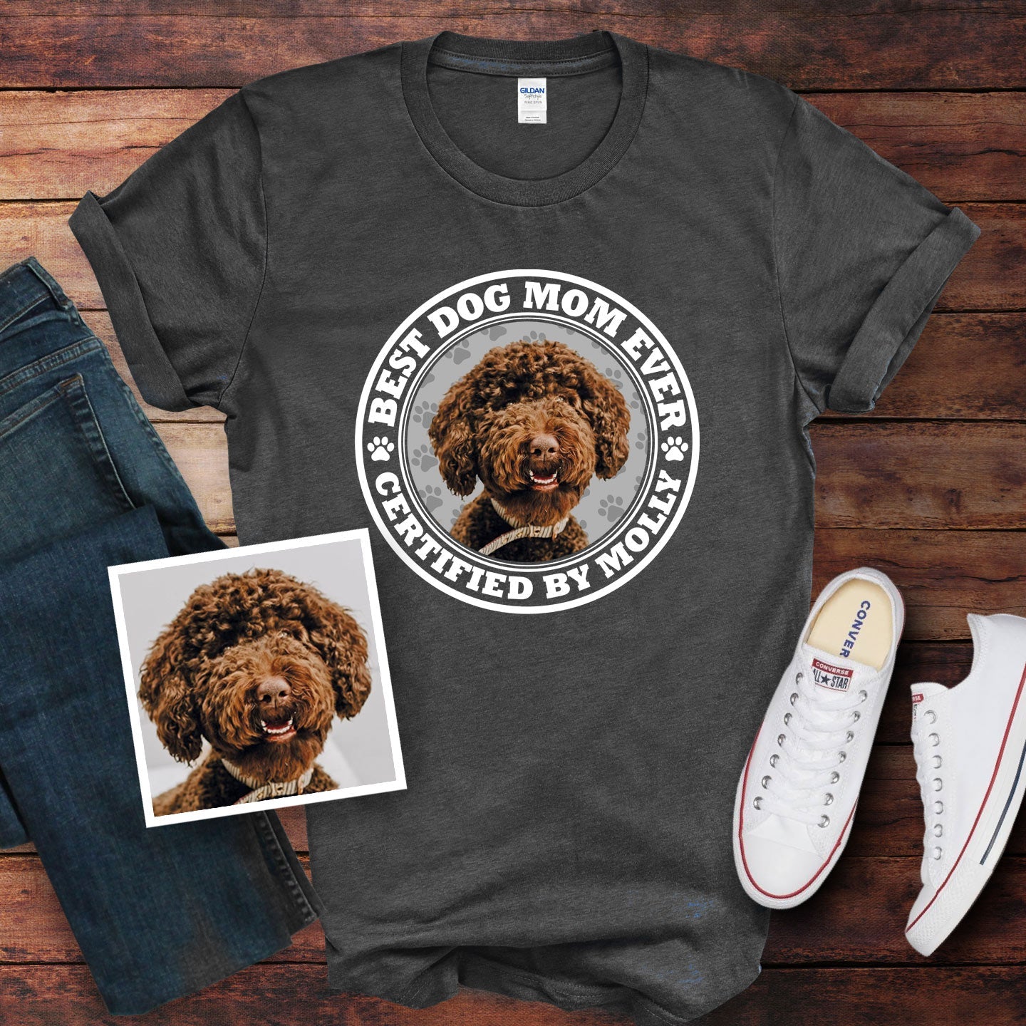 Certified Best Dog Mom Photo Shirt - Hi Doggi