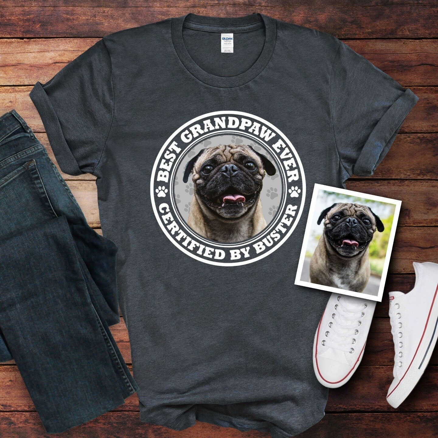 Certified Best Grandpaw Photo Shirt - Hi Doggi
