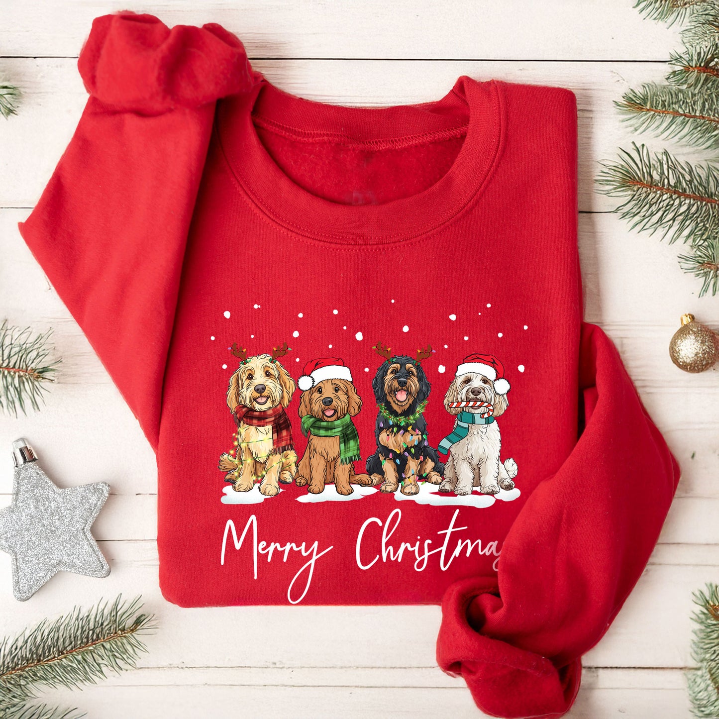 Cockapoos In Row Christmas Sweatshirt
