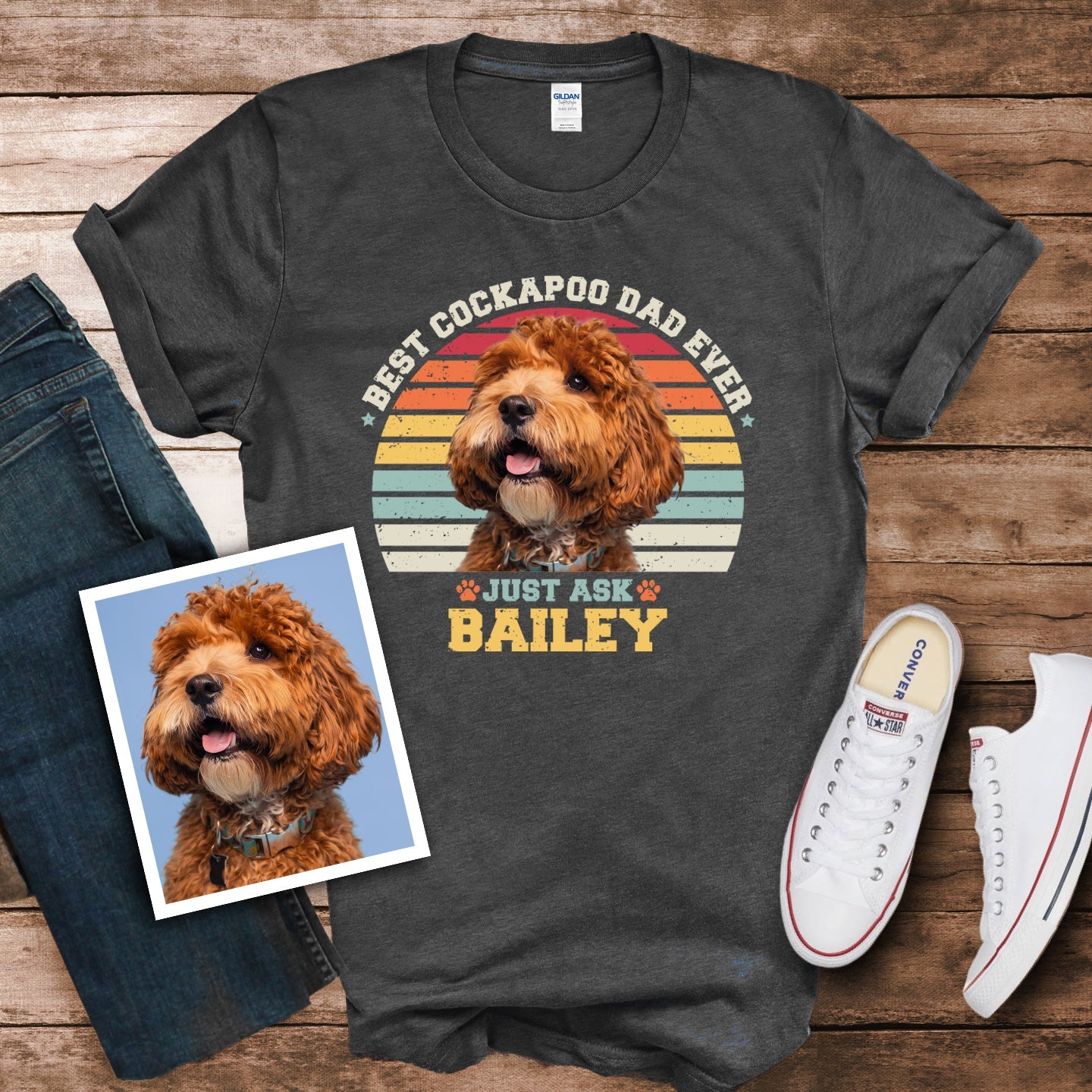 Cockapoo Dad Photo Retro Shirt - Hi Doggi