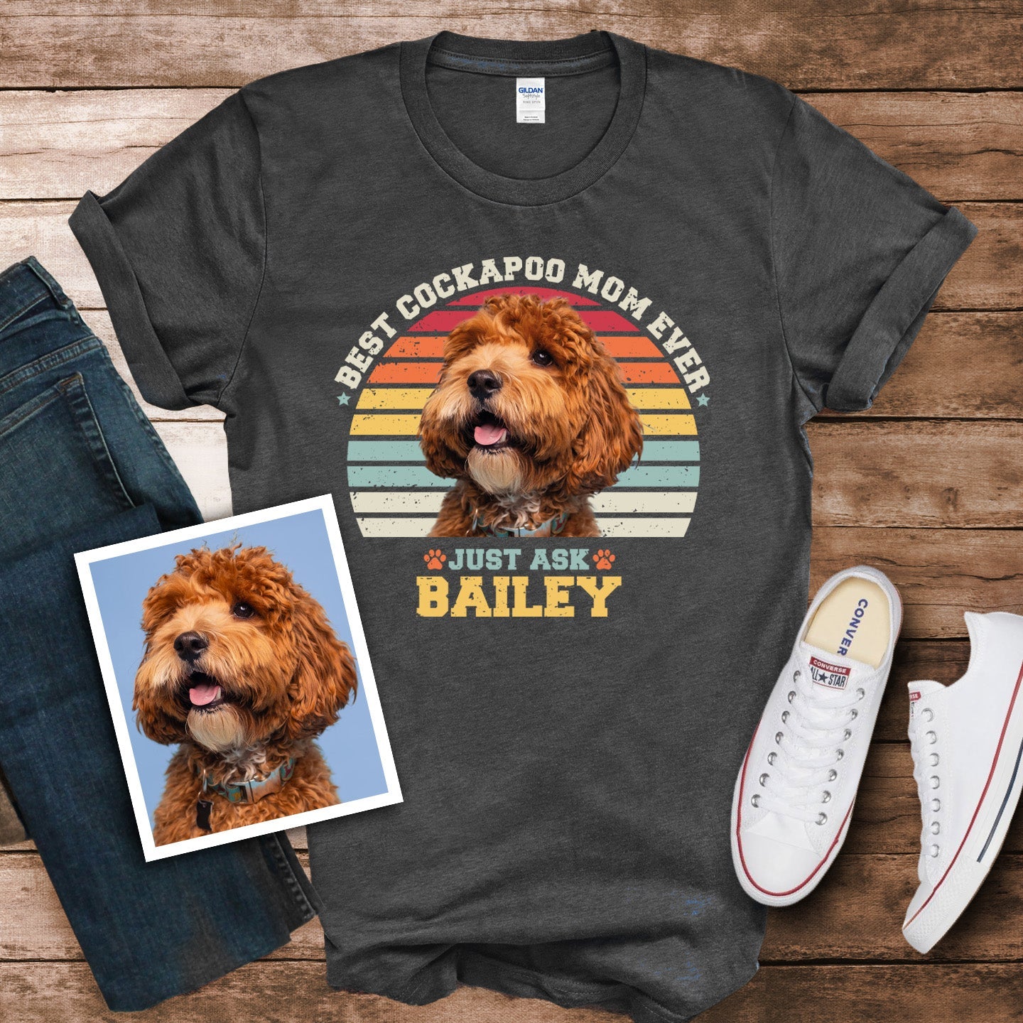 Cockapoo Mom Photo Retro Shirt - Hi Doggi