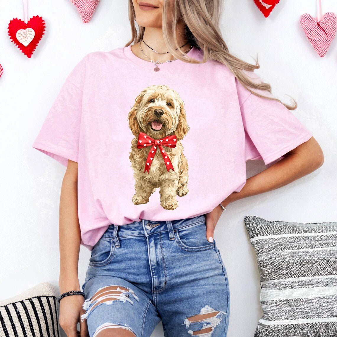 Cockapoo With Bow Shirt - Hi Doggi