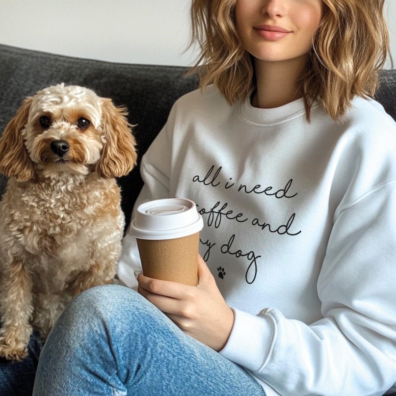 Coffee and my Dog Sweatshirt - Hi Doggi