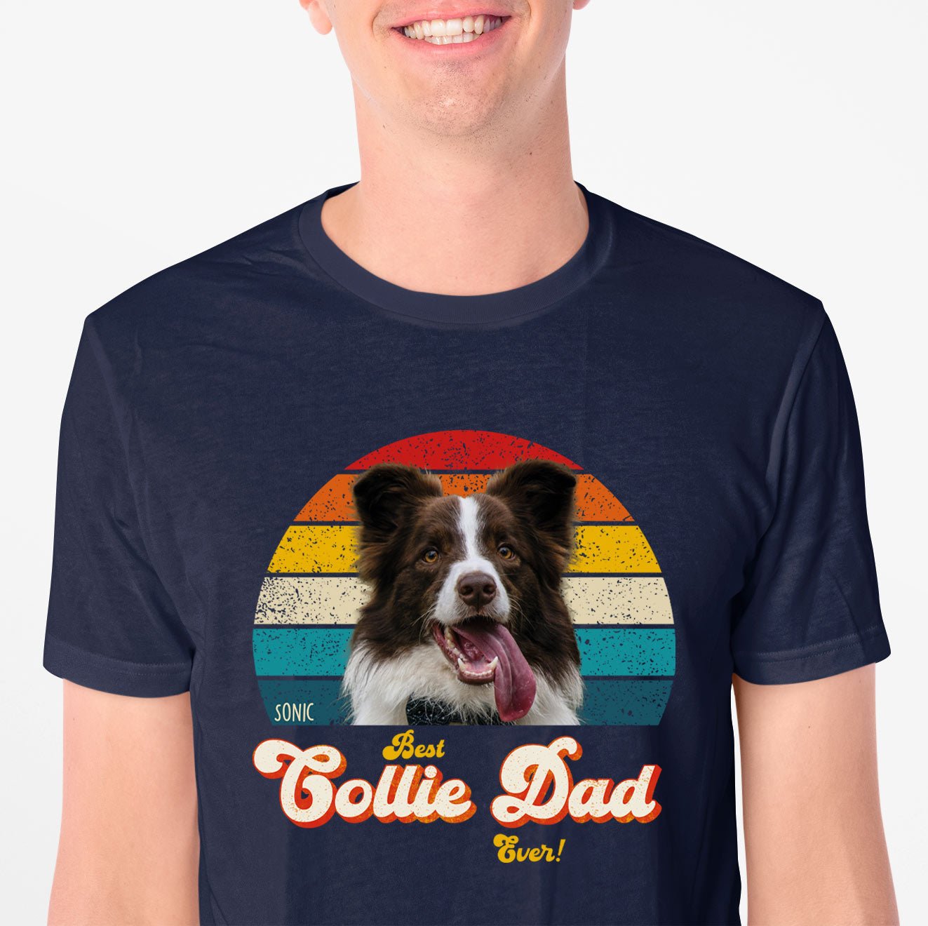 Collie Dad Photo Retro Shirt - Hi Doggi