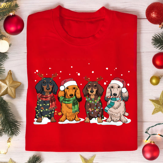 Dachshunds In Row Christmas Shirt