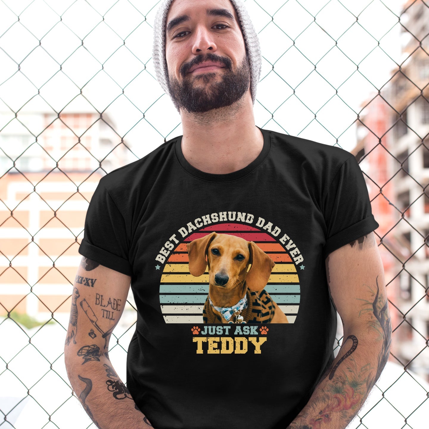 Dachshund Dad Photo Retro Shirt - Hi Doggi