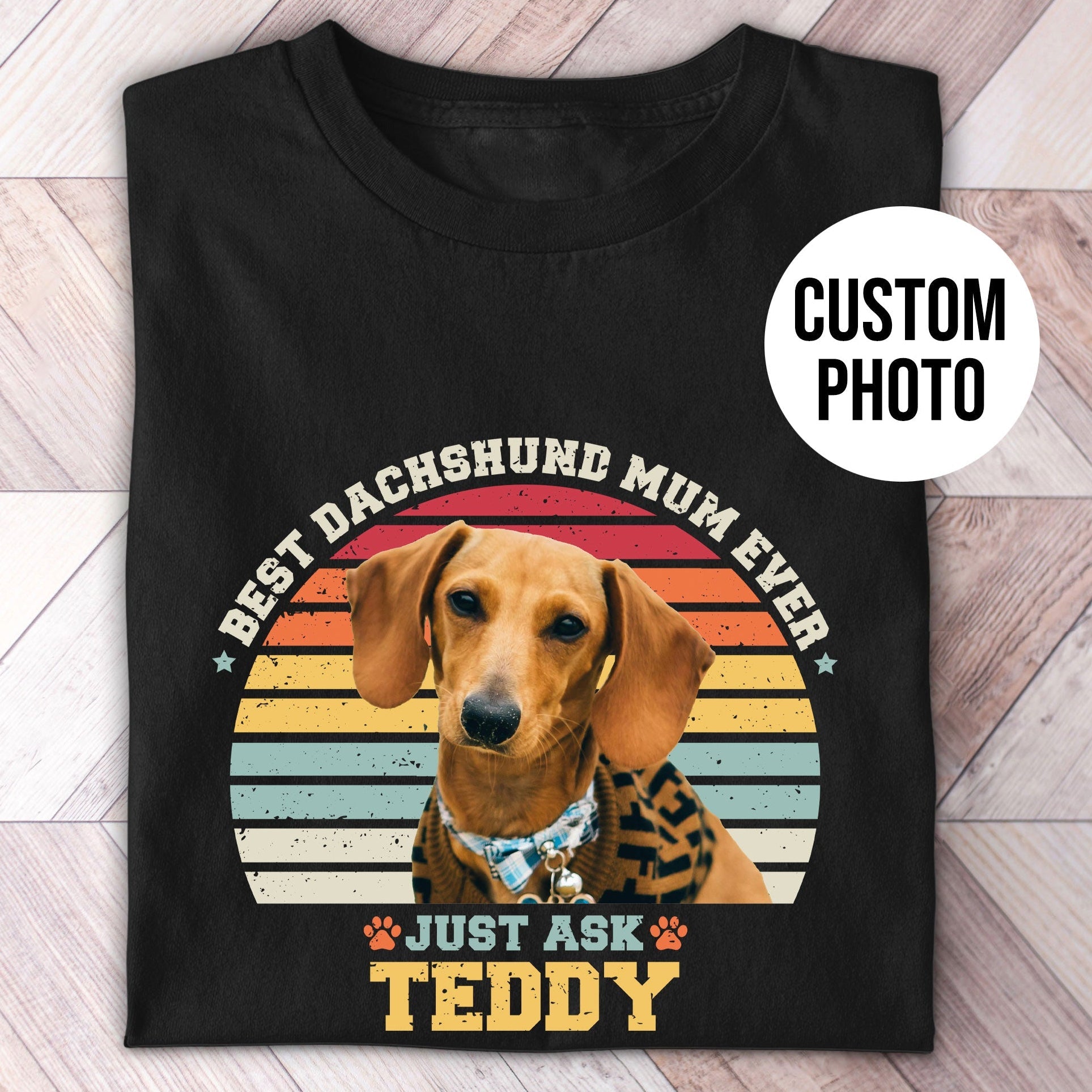 Dachshund Mum Photo Retro Shirt - Hi Doggi