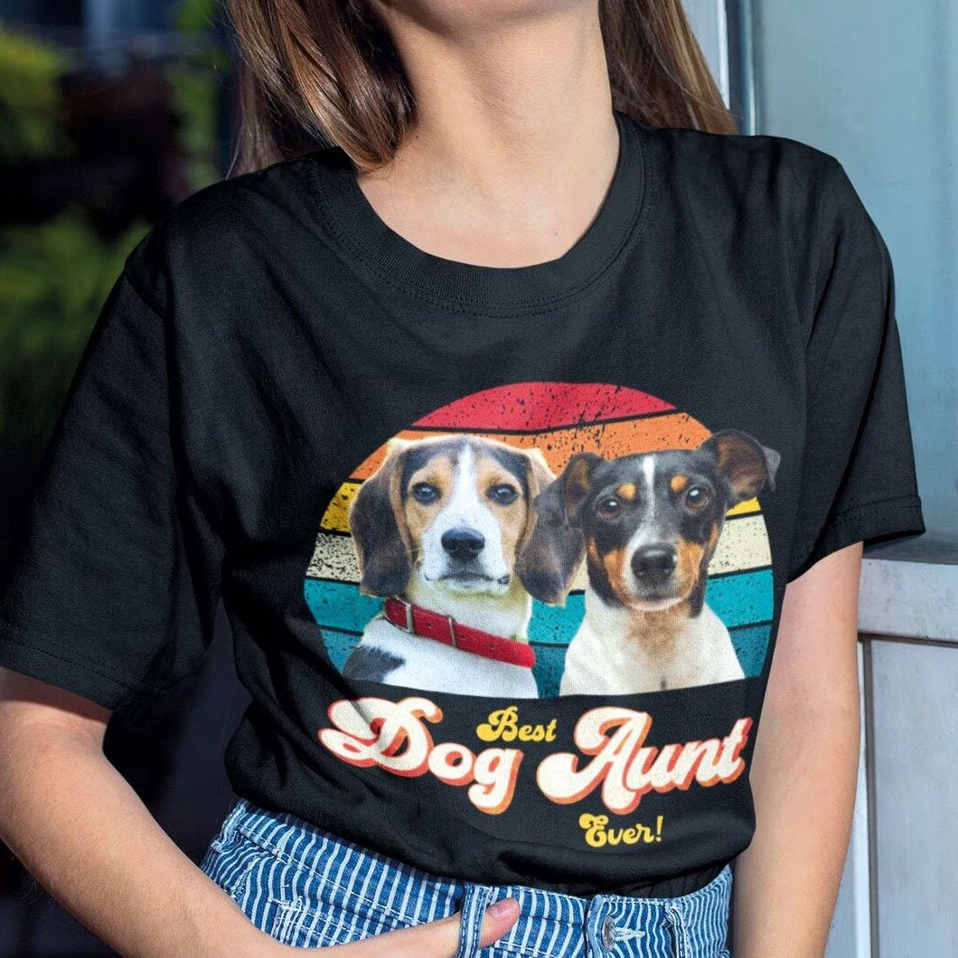 Dog Aunt/Auntie Photo Retro Shirt - Hi Doggi