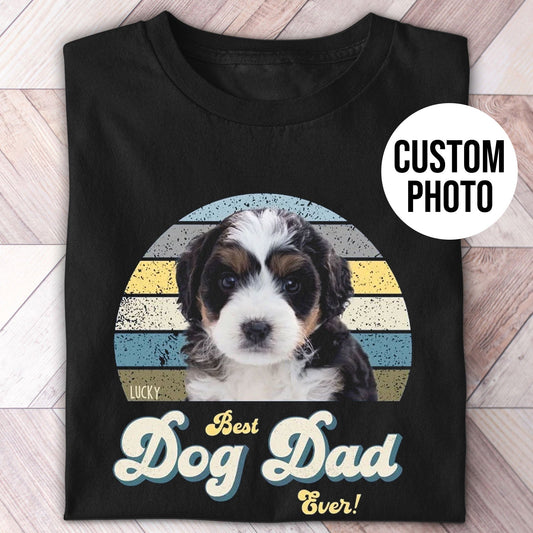 Dog Dad Photo Blue Retro Shirt - Hi Doggi