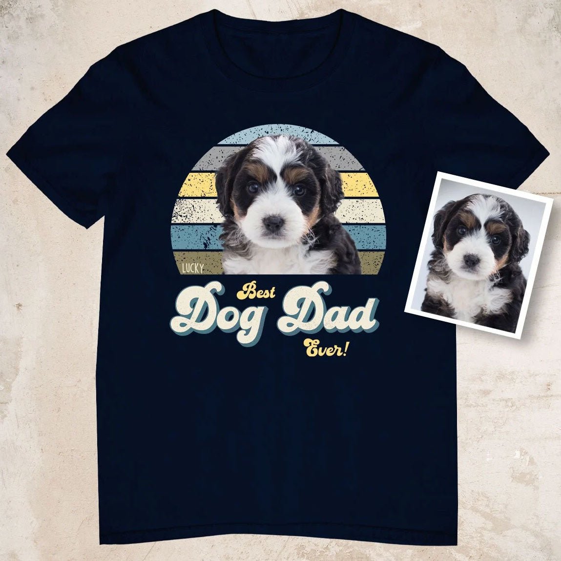 Dog Dad Photo Blue Retro Shirt - Hi Doggi