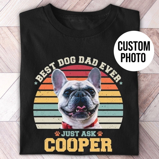 Dog Dad Photo Name Retro Shirt - Hi Doggi