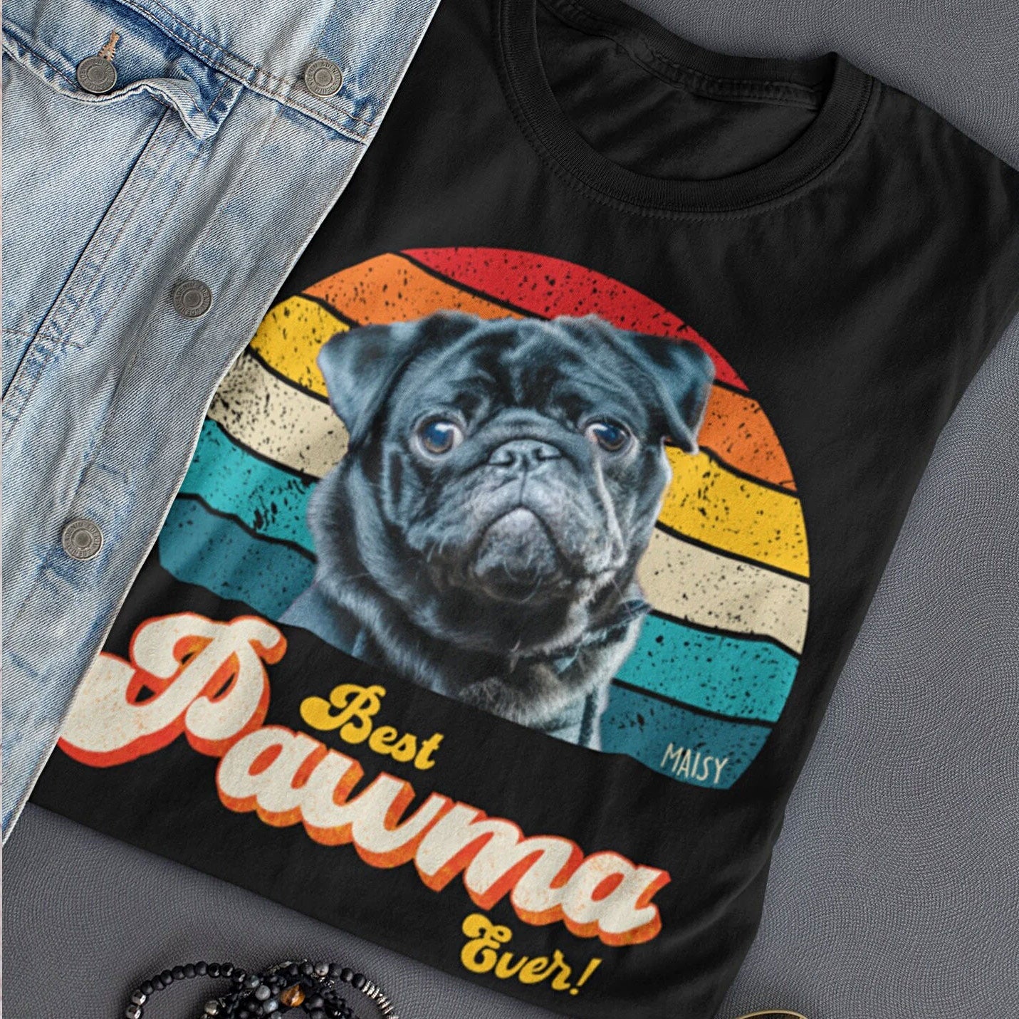 Dog Grandma/Nana Photo Retro Shirt - Hi Doggi
