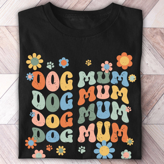 Dog Mum Groovy Text Shirt - Hi Doggi