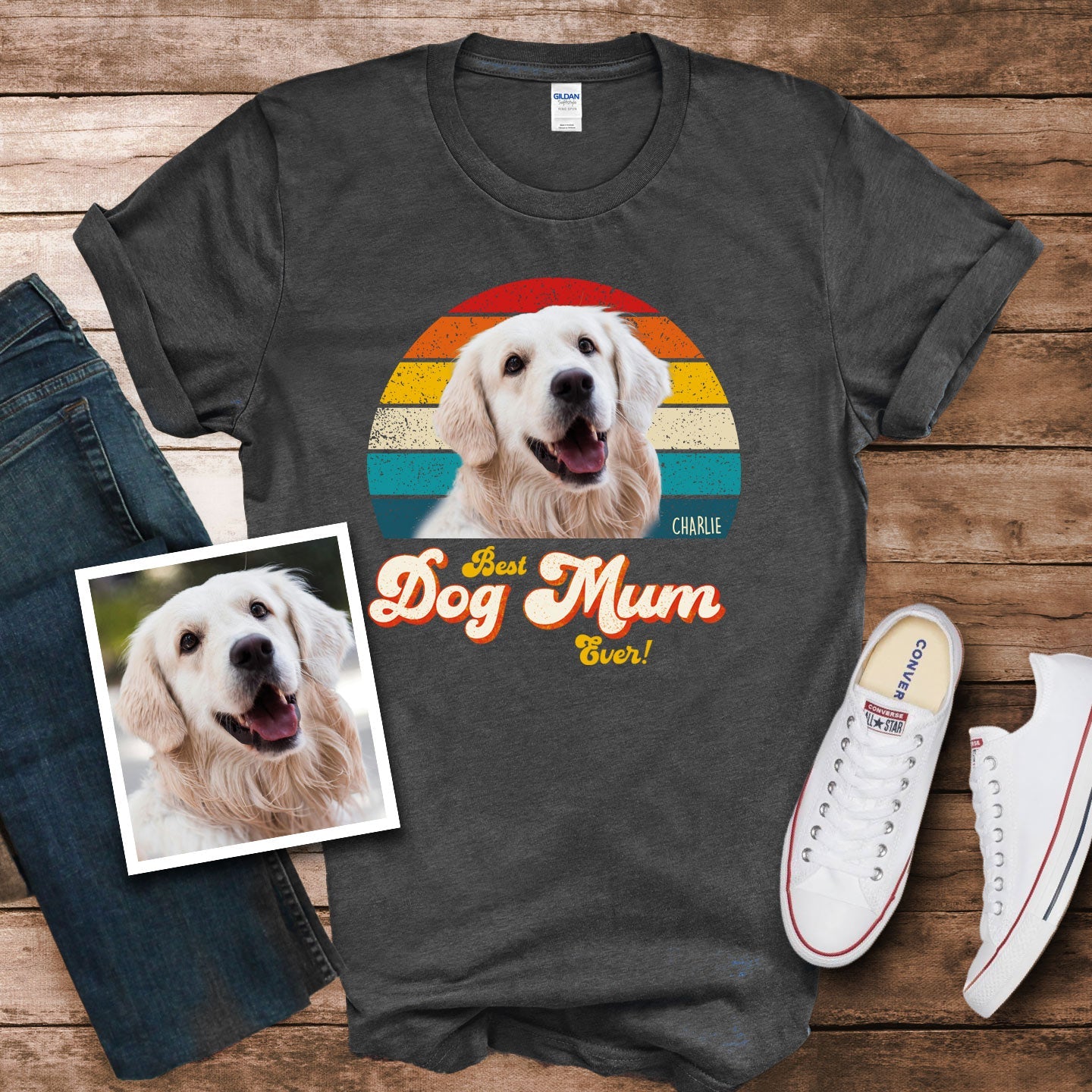 Dog Mum Photo Retro Shirt - Hi Doggi