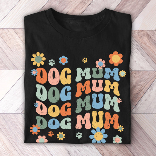 Dog mum groovy text shirt