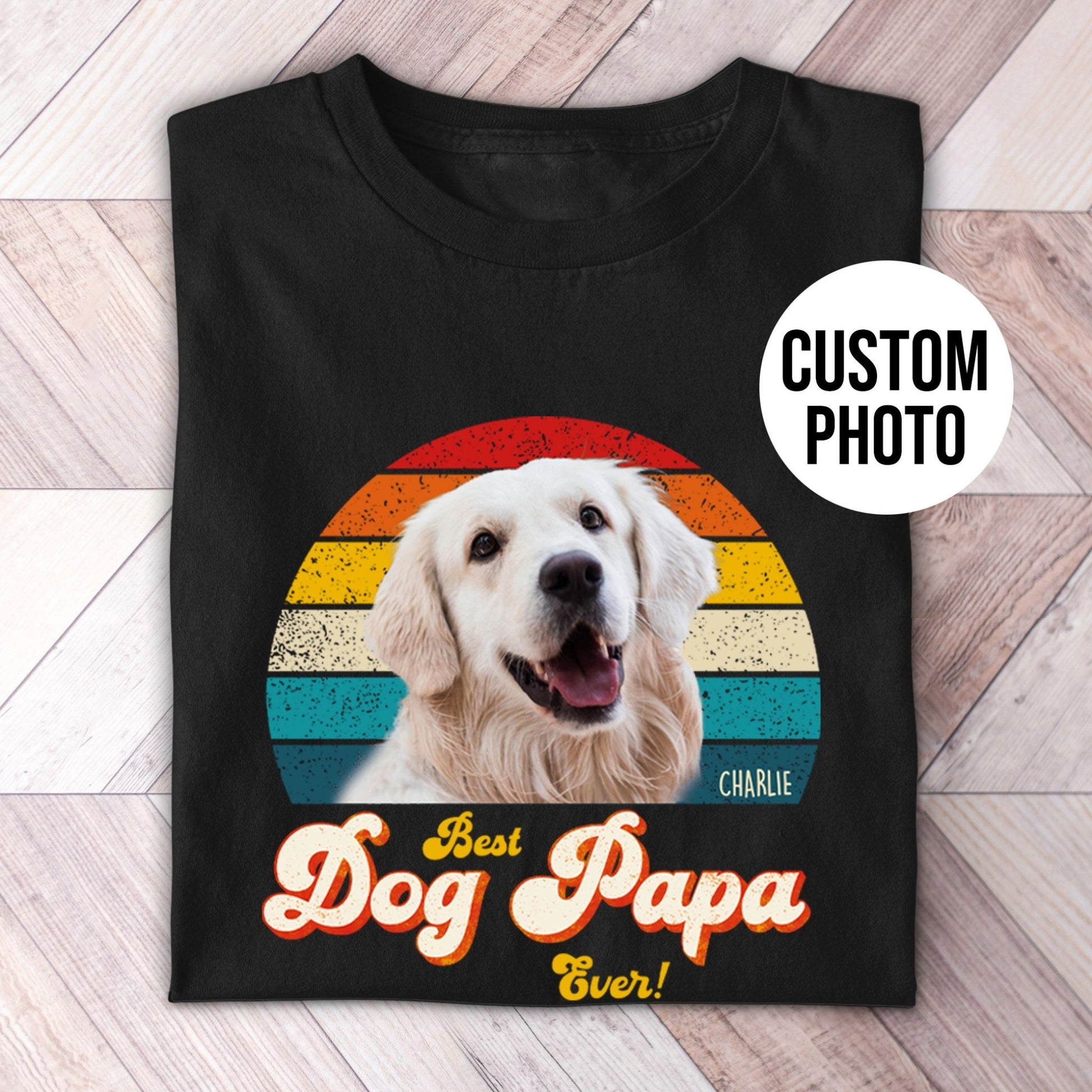 Dog Papa Photo Retro Shirt - Hi Doggi