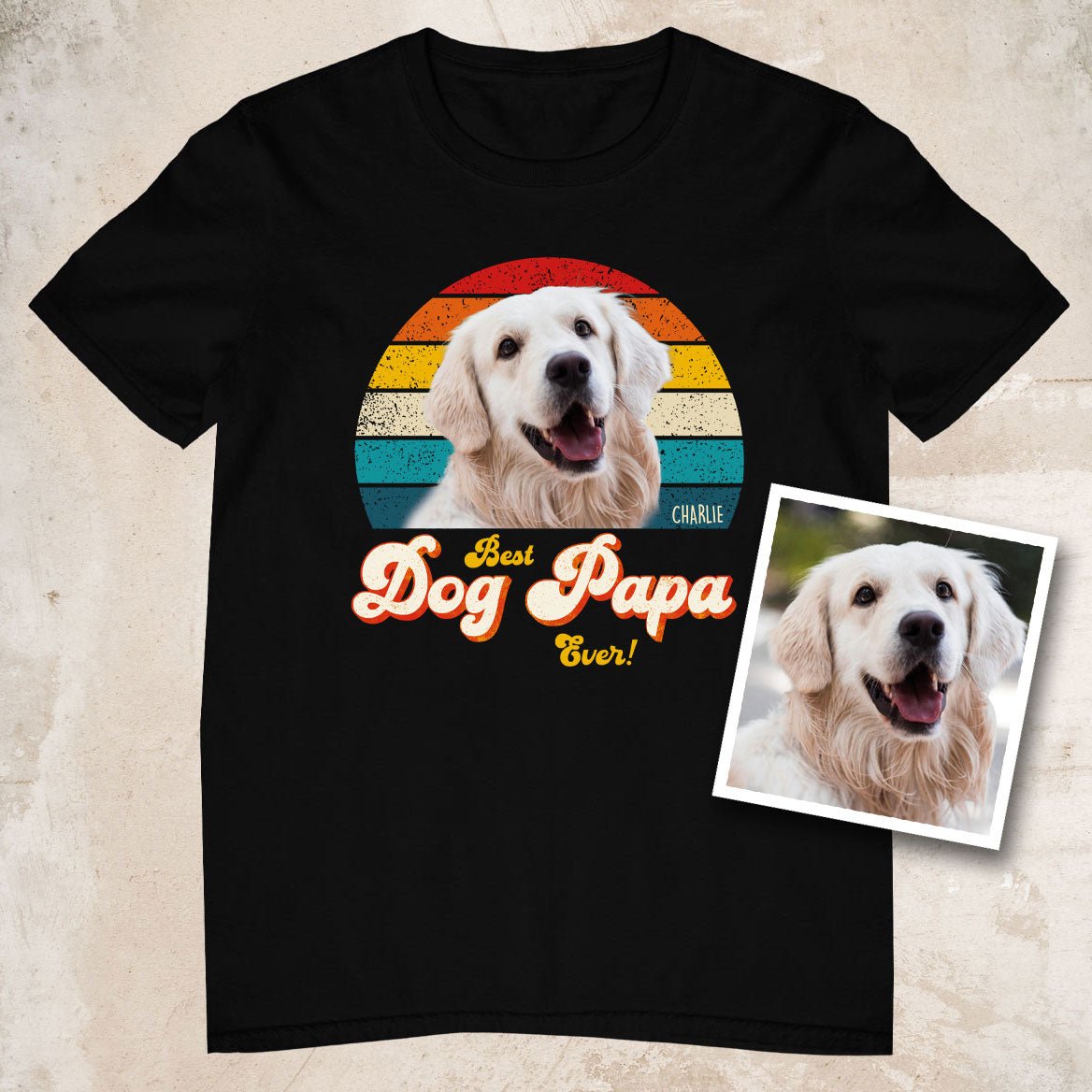 Dog Papa Photo Retro Shirt - Hi Doggi