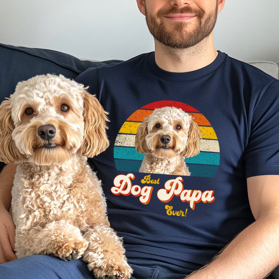 Dog Papa Photo Retro Shirt - Hi Doggi