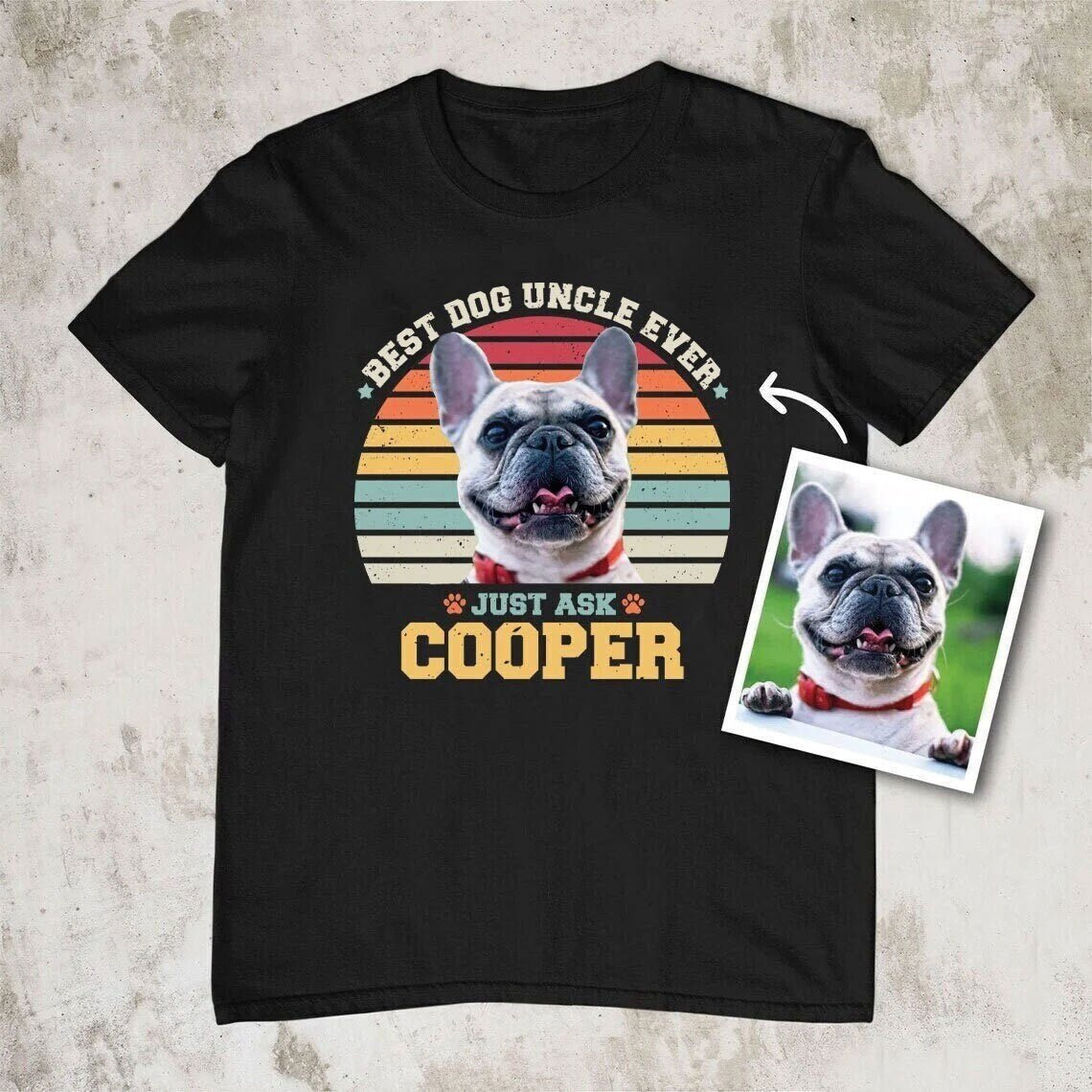 Dog Uncle Photo Name Retro Shirt - Hi Doggi