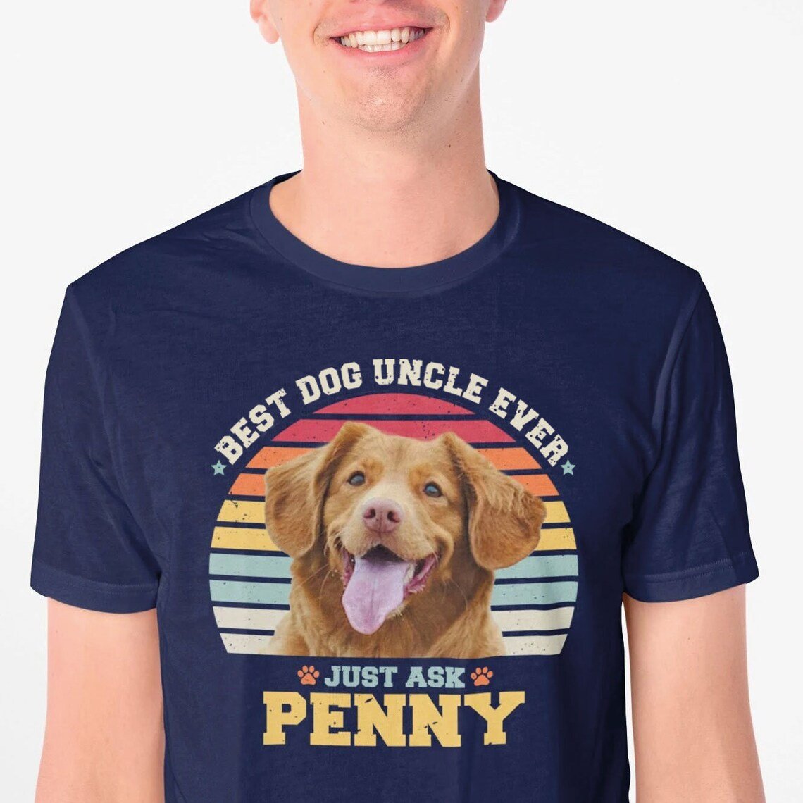 Dog Uncle Photo Name Retro Shirt - Hi Doggi