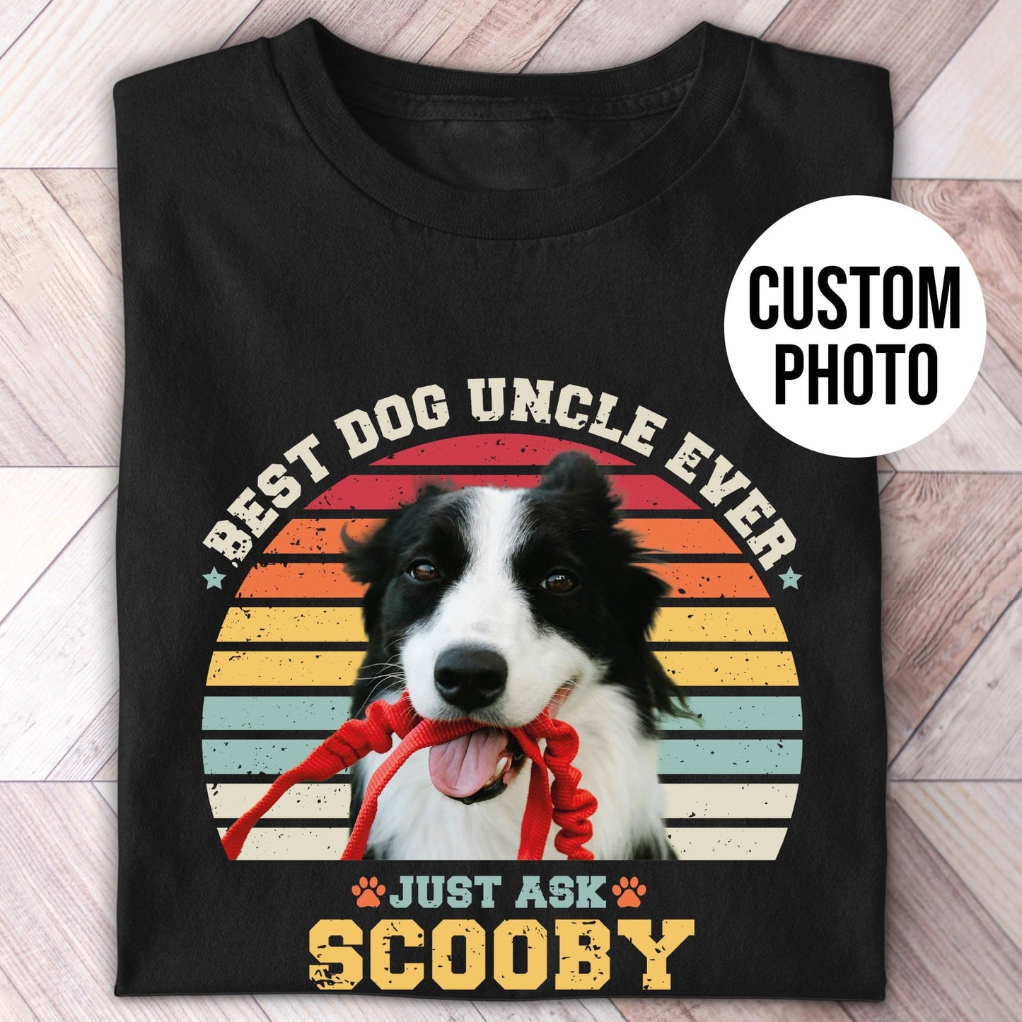 Dog Uncle Photo Name Retro Shirt - Hi Doggi